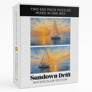 1,000 piece jigsaw puzzle for adults sundown drift, sunset, sail boat