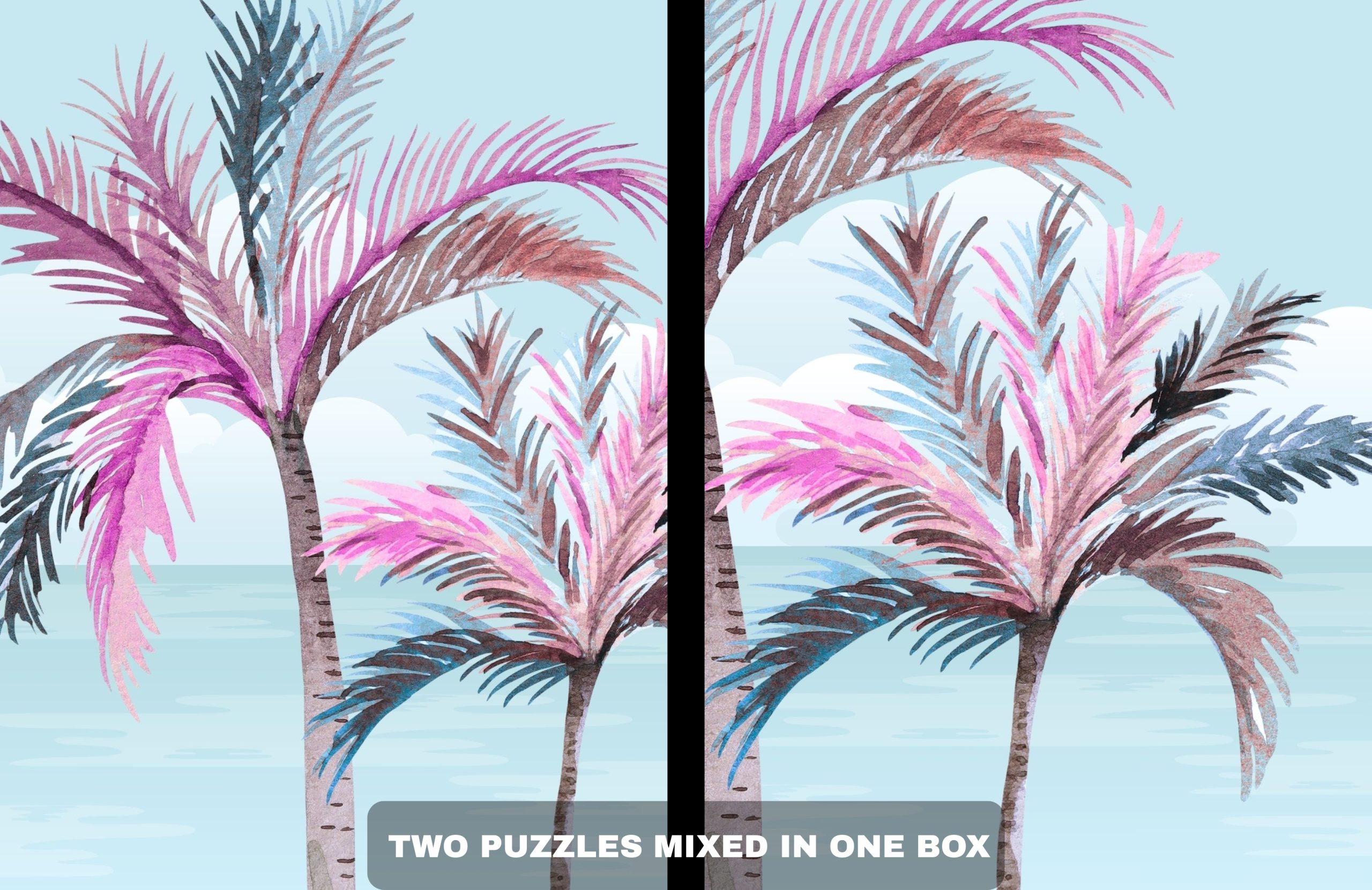 1,000 Piece Jigsaw Puzzle - Palm Tree Mirage - Two 500 Piece Puzzles Mixed in One Box - Image 2